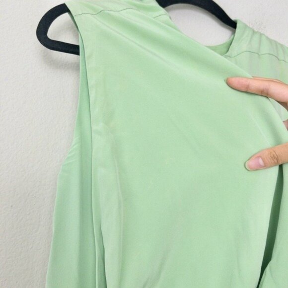 Tibi Eco Silk Cape Mini Dress 2 Mint Green Zip Sleeveless Tie Hem - Picture 14 of 16